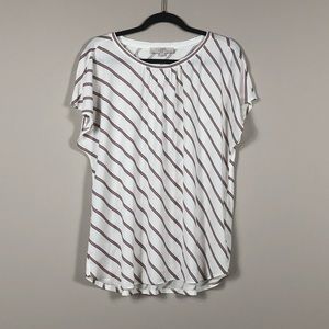 LOFT NWT Striped Mixed Media Blouse